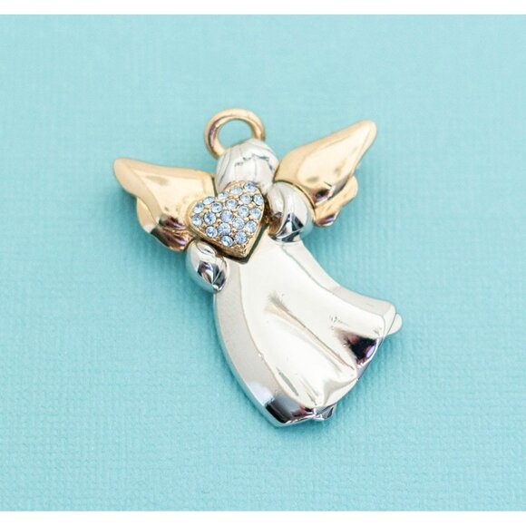 Vintage Angel Carrying Heart Brooch by Liz Claiborne, E25 - Picture 1 of 2